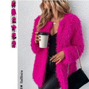 SHEIN Raffinéa Open Front Fuzzy Coat